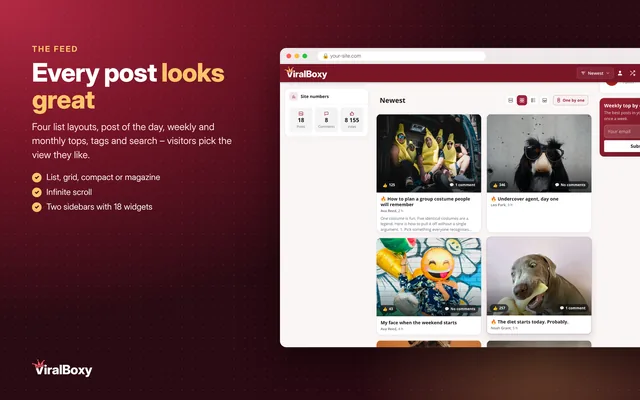 Four list layouts