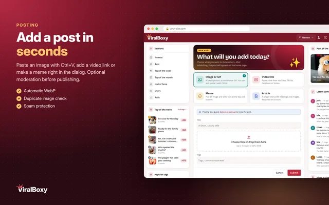 Add a post in seconds