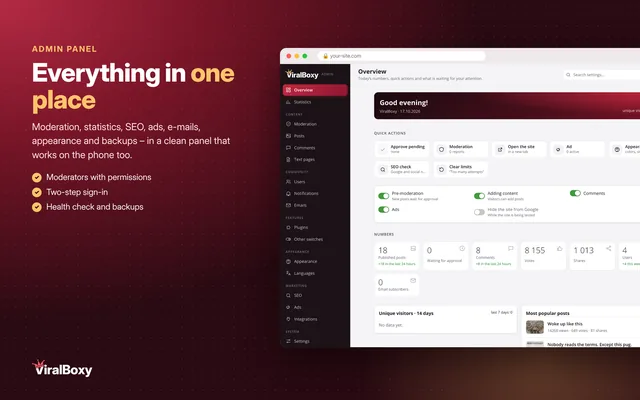 One clean admin panel